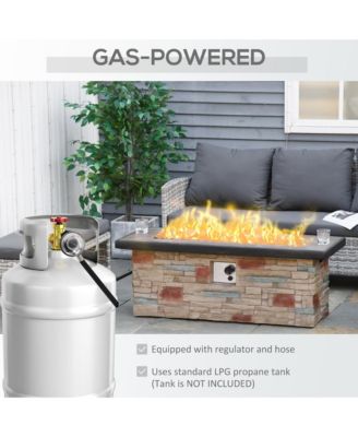 48" Propane Gas Fire Pit Table for Patio w/ Cover and Lava Rocks