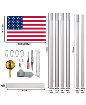 Bravery 30ft 13 Gauge Sectional Flag Pole Kit Aluminum for Outside House