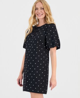 Women's Bow-Front Puffed-Sleeve Dress