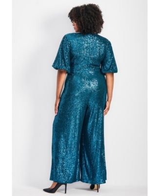 Women's Nada Sequin Puff Sleeve Jumpsuit