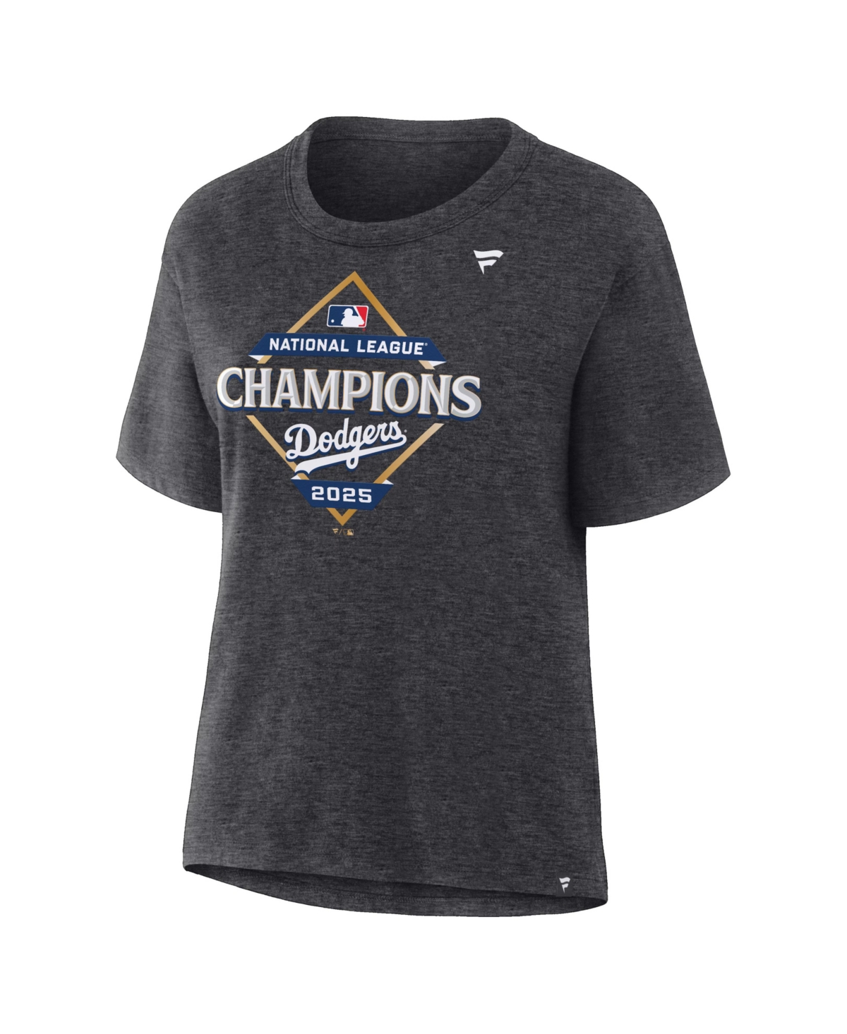 Fanatics Women's Heather Charcoal Los Angeles Dodgers 2025 National League Champions Locker Room T-Shirt