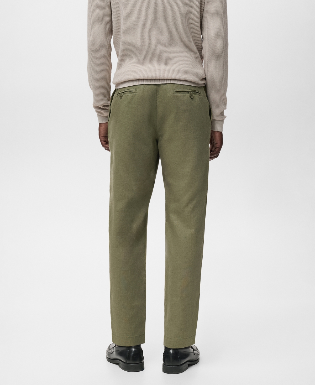 Mango Slim Fit Drawstring Pants In Green