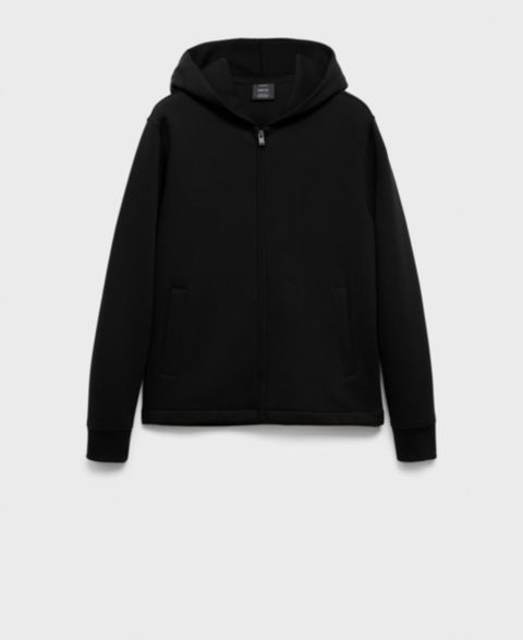 Мужское худи Mango Zip-Up, цвет: Чёрный