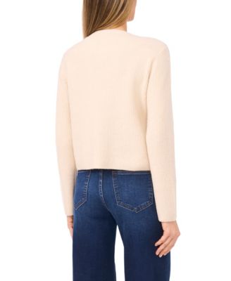 Women's Valentine's Crewneck Rhinestone Heart Pocket Cardigan Sweater