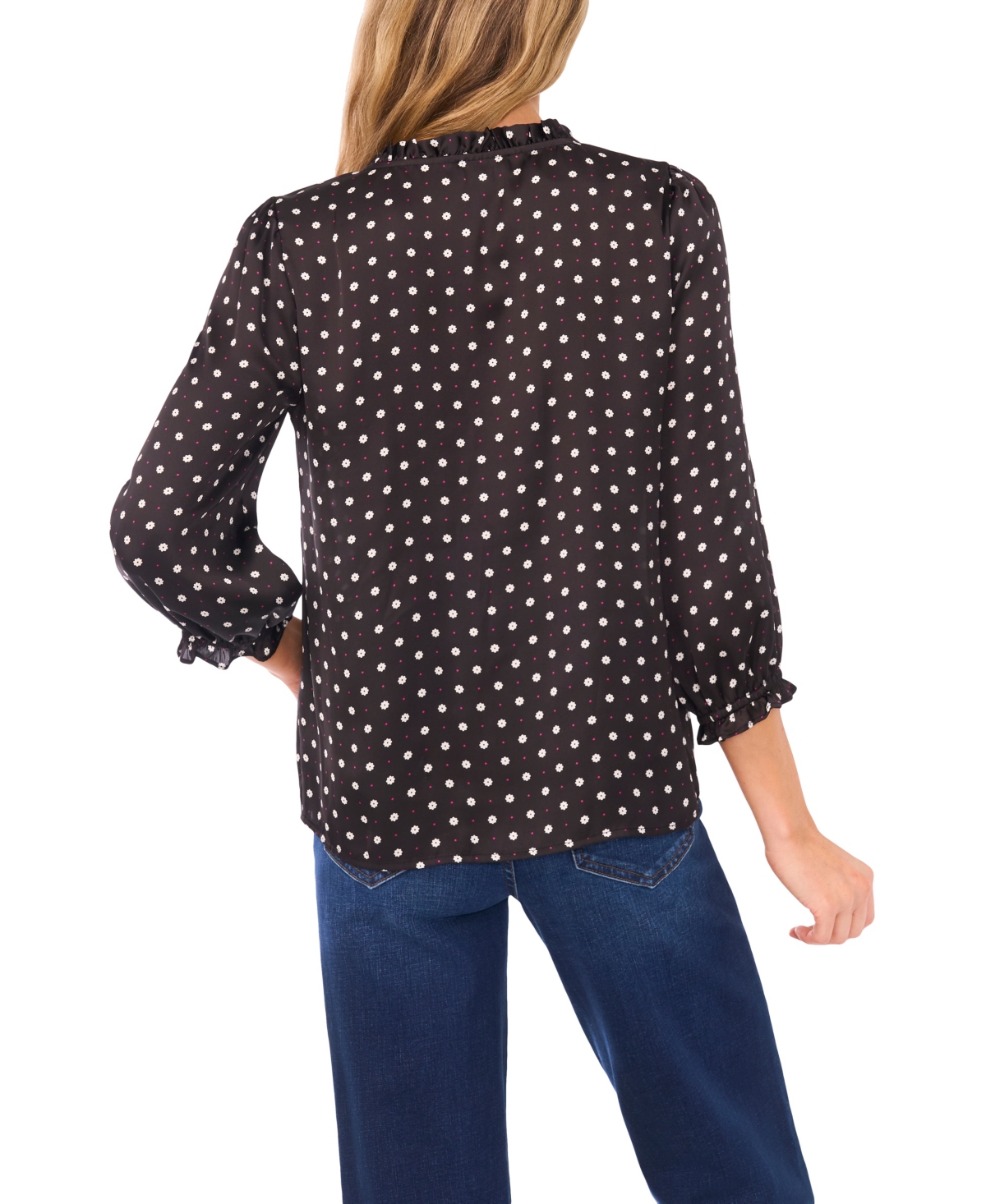 CeCe Women's V-Neck Button Front Top