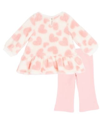 Baby Girls' Printed Heart Fleece Top and Leggings, 2-Piece Set