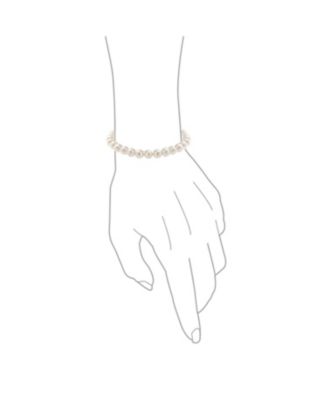 White Hand Knotted Freshwater Cultured Pearl Strand Necklace 18" Stretch Bracelet Ball Earrings 6MM 3PCS Jewelry Set