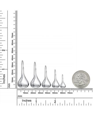 Simple Plain Puffed Teardrop Pear Shaped Rain Drop Earrings Fishhook Threader Polish Sterling Silver 1.5 Inch