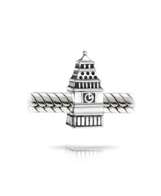 Set of 2 London Big Ben and Double Decker Bus Charm Bead Sterling Silver