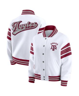 WEAR by Erin Andrews - Women's White/Maroon Mississippi State Bulldogs Satin Stitch Full-Snap Fleece Sweatshirt Jacket