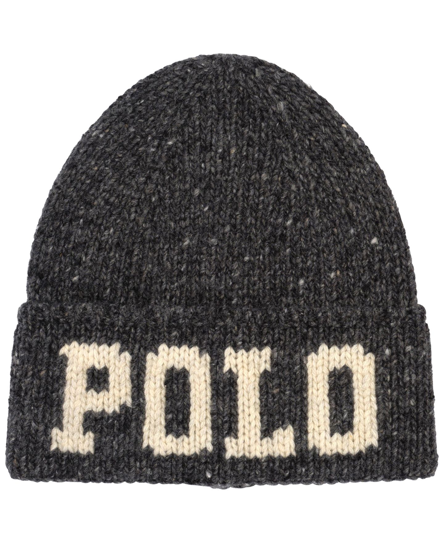 Мужские шапки Polo Ralph Lauren Knit Tweed Polo Beanie Hat, цвет: Угольный — фото 1