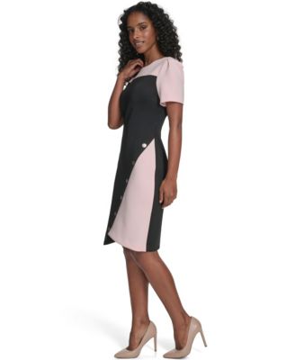 Women's Color-Blocked Asymmetric Scuba Dress