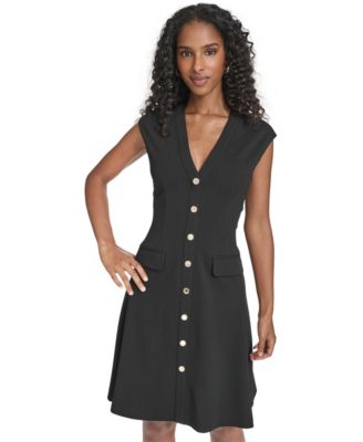 Women's V-Neck Fit and Flare Dress