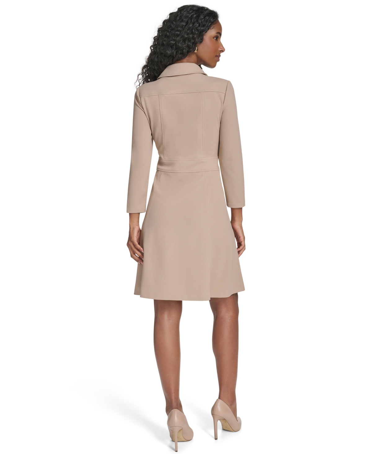 Tommy Hilfiger Women's Zip-front Fit And Flare Dress In Neutral