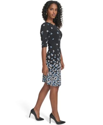 Women's Floral Print Crewneck Shift Dress