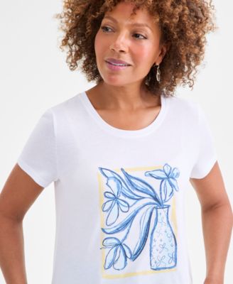 Petite Short-Sleeve Vase Graphic T-Shirt, Macy's Exclusive