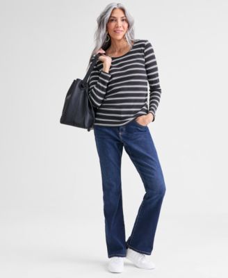 Women's Scoop-Neck Long-Sleeve Scoop-Neck Top, Macy's Exclusive