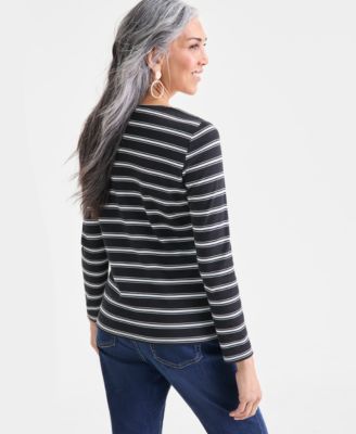 Women's Scoop-Neck Long-Sleeve Scoop-Neck Top, Macy's Exclusive