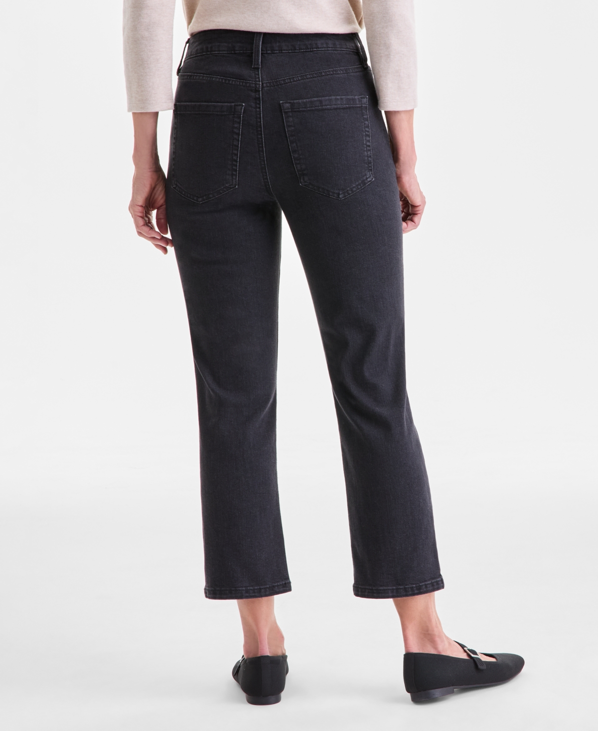 Style & Co Petite Embroidered Cropped High Rise Straight Jeans, Macy's Exclusive