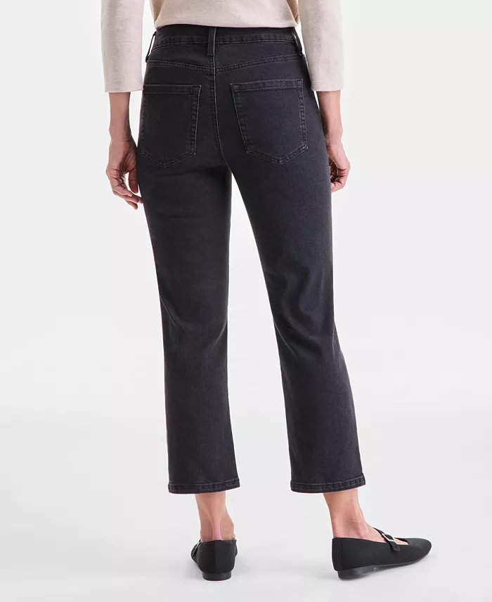 Women's Embroidered Cropped High-Rise Straight-Leg Jeans - thumbnail 4