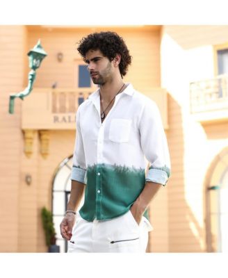 Men's Emerald Green Ombre-Plunge Regular Shirt