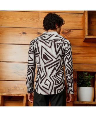 Men's Onyx Black & Cloud Grey Abstract Breezy Shirt