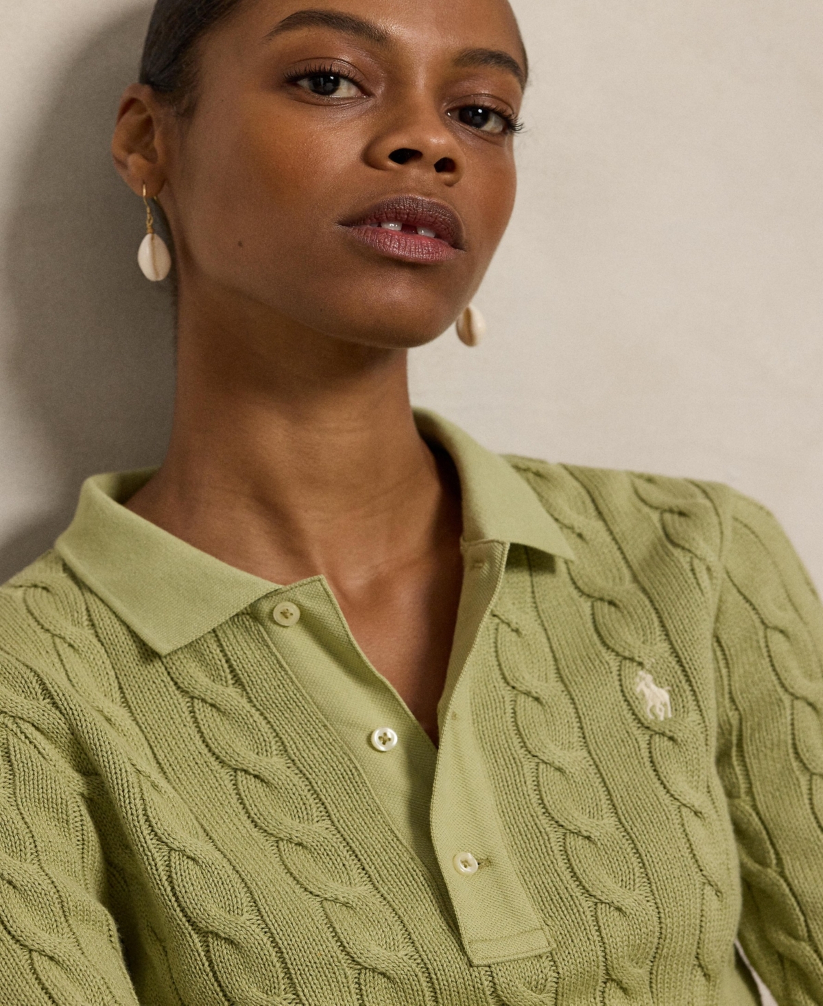 Polo Ralph Lauren Women's Cable-knit Polo Sweater In Green