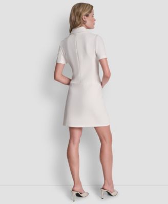 Women's Short Sleeve Collared Neck Button Front Dress