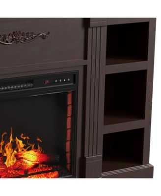70" TV Stand with 28" Fireplace - 99lb Top, Remote, 4 Flame, 5000 BTU Heat, Timer & Safety