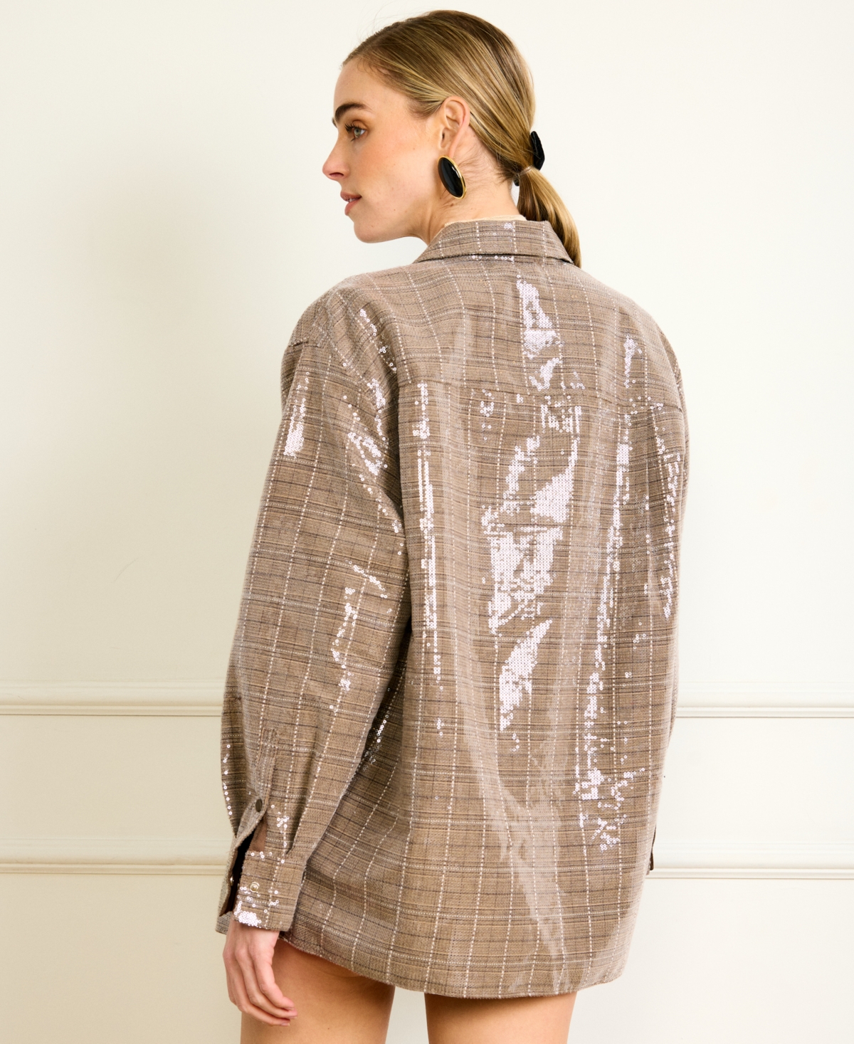 Line & Dot Women's Sequin Detail Oversized Jacket