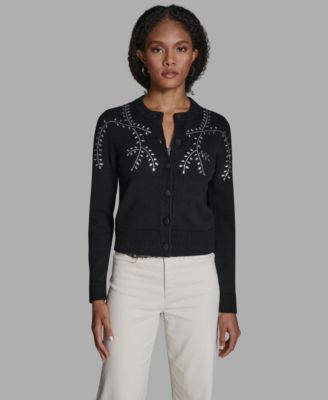 Women's Embellished Button-Front Cardigan