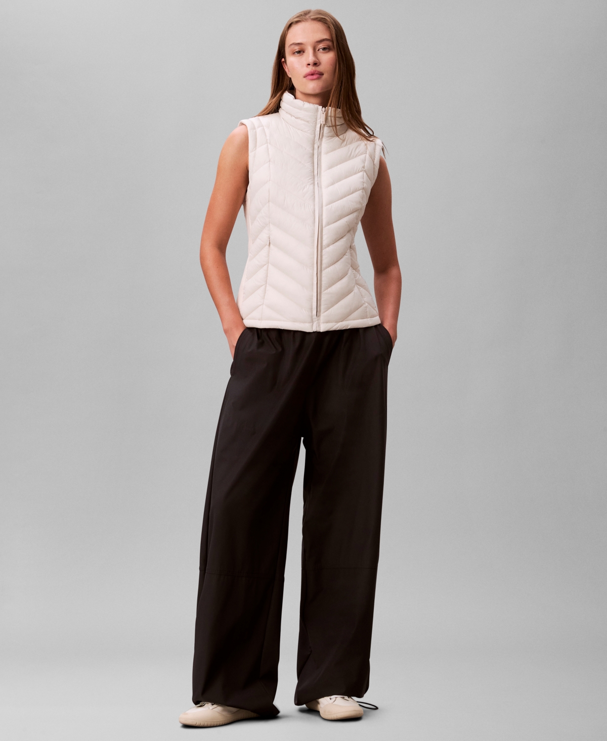 Calvin Klein Jeans Est.1978 Women's Slim Sleeveless Puffer Vest In Neutral