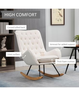 Traditional Rocking Armchair w/Tufted Back, & Thick Padding,