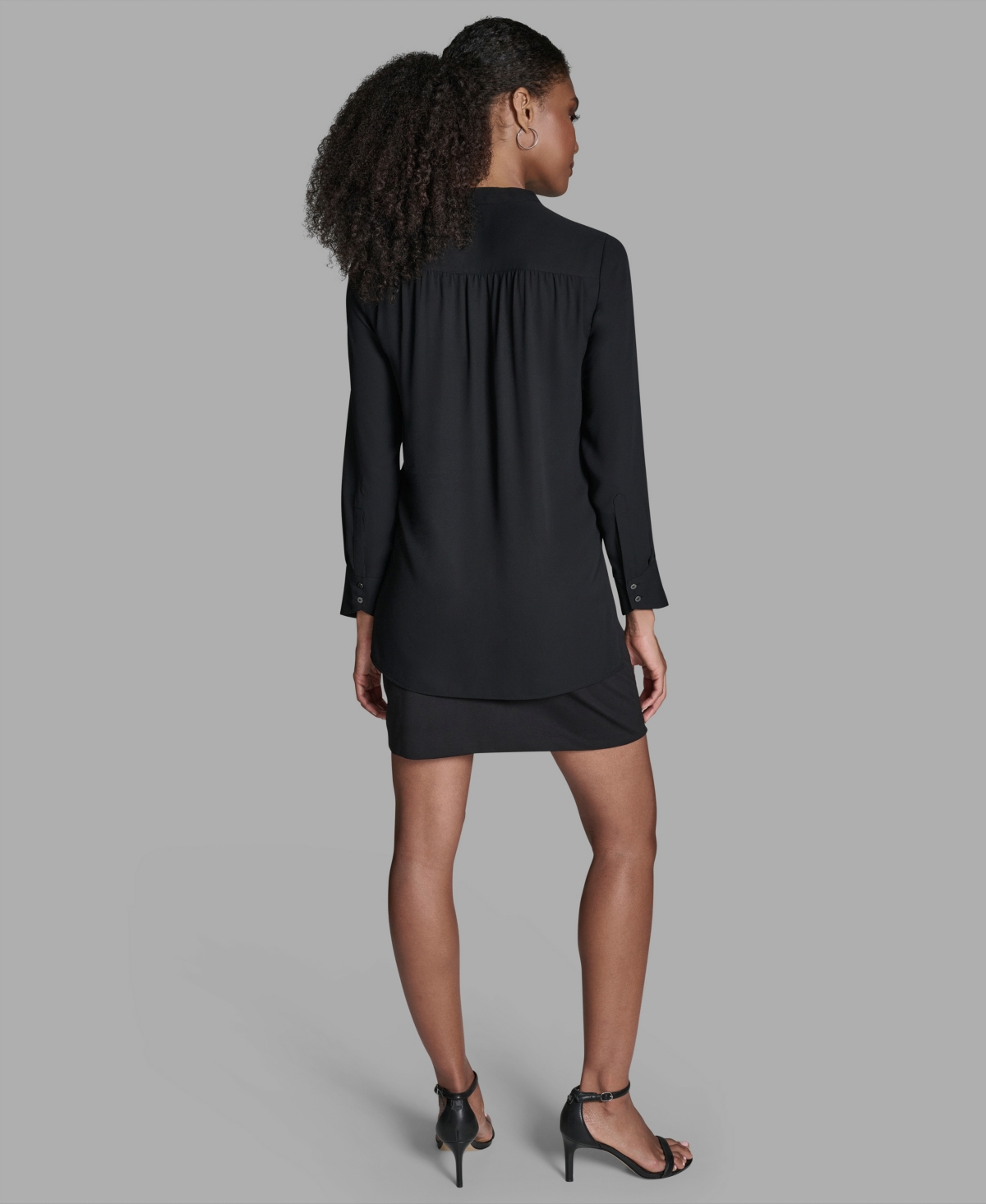 Bcbg Women's Long-sleeve Hi-low Top In Black