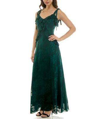 Women's Long Ruffle Detail Sleeveless Dress