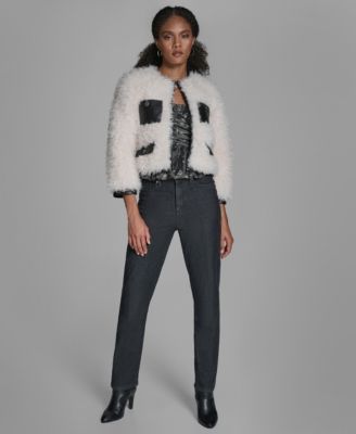 Women's Grommet Straight Leg Mid Rise Jeans