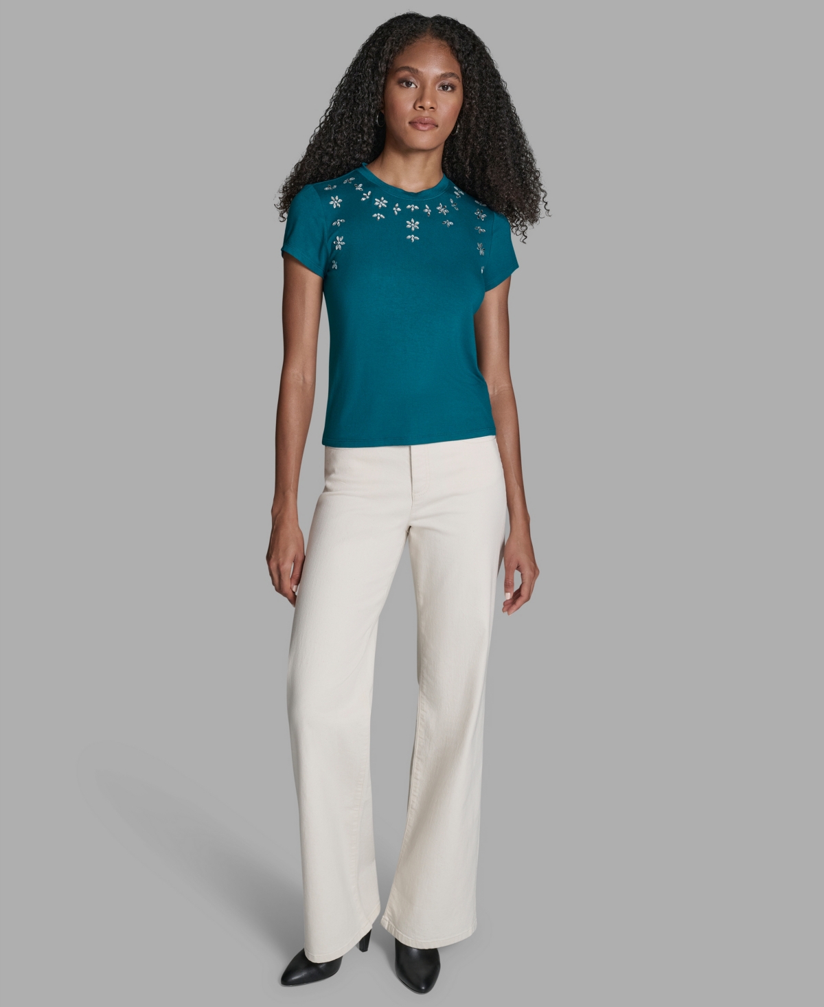 Bcbg Women's Short-sleeve Embellished T-shirt In Blue