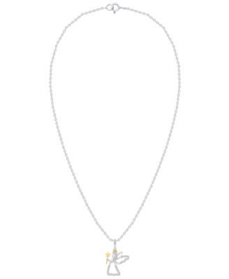 Diamond Pendant Necklace (1/10 ct. t.w.) in Sterling Silver and 14k Gold-Plated Sterling Silver and White Rhodium