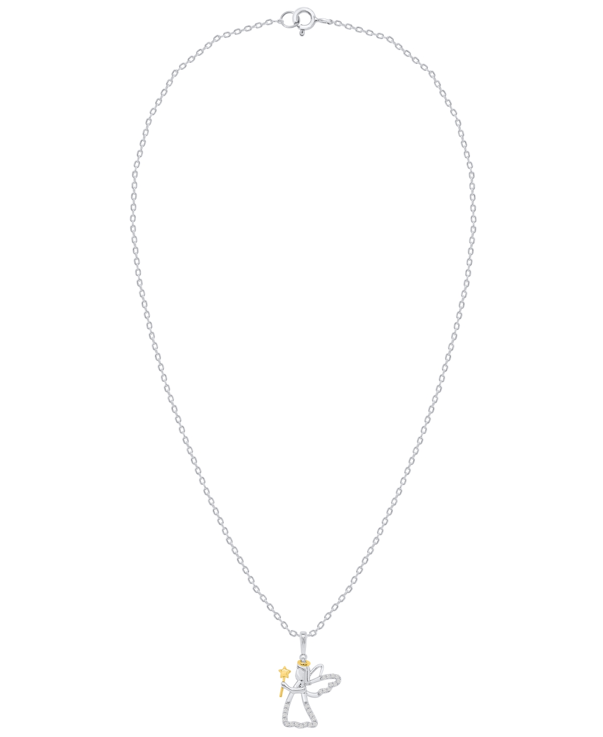 Macy's Diamond Pendant Necklace (1/10 Ct. T.w.) In Sterling Silver And 14k Gold-plated Sterling Silver And  In White