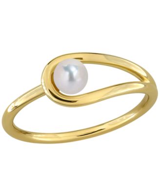 Macy's - Cultured Freshwater Pearl Ring (4-4.5mm) in 18K Gold Flash Plated Sterling Silver
