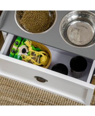 Large Elevated Dog Bowls with Storage Drawer Containing 21L Capacity, Raised  Pet Feeding Station with 2 Stainless Steel Bowls