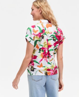 Women's Printed Pocket-Front Short-Sleeve Top,  Macy's Exclusive 