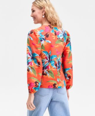 Women's Floral-Print Keyhole Blouse, Macy's Exclusive