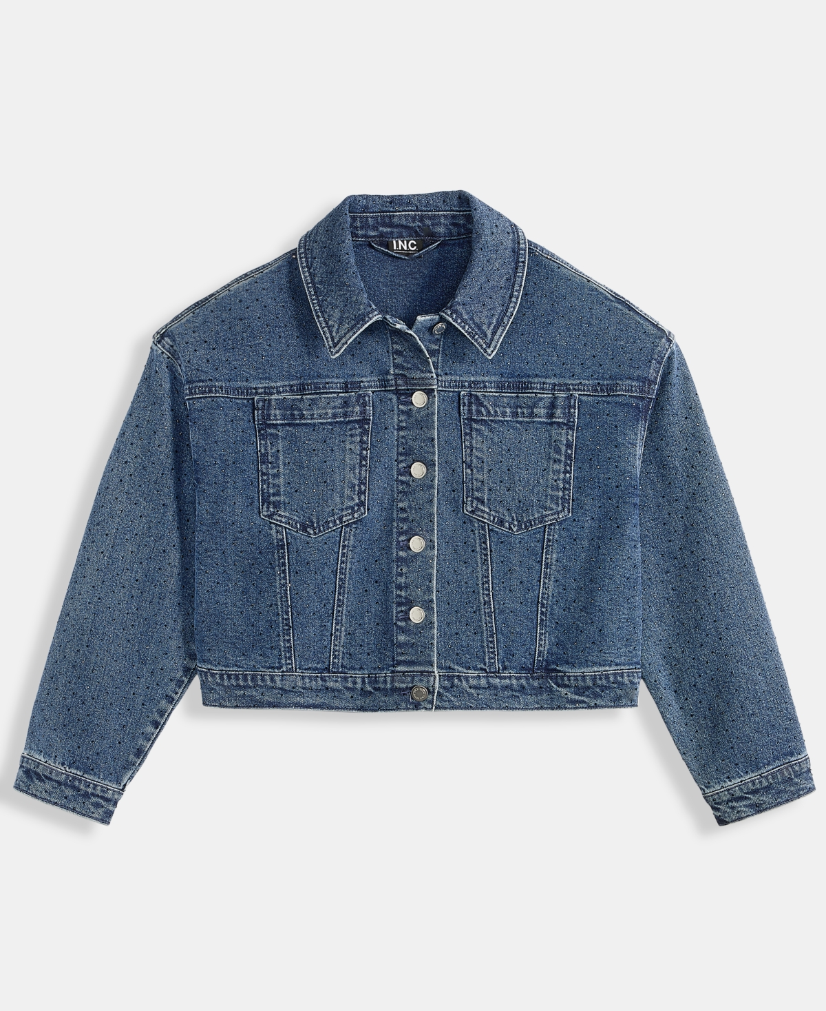 I.n.c. International Concepts Women's Studded Denim Cotton Trucker Jacket, Macy's Exclusive