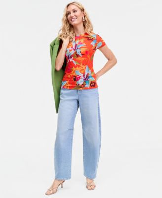 Women's Printed Mesh Top, Macy's Exclusive