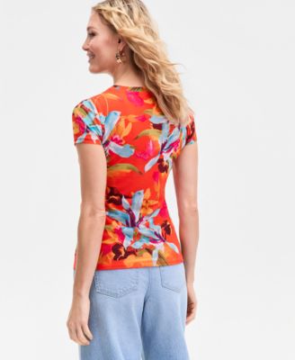 Women's Printed Mesh Top, Macy's Exclusive