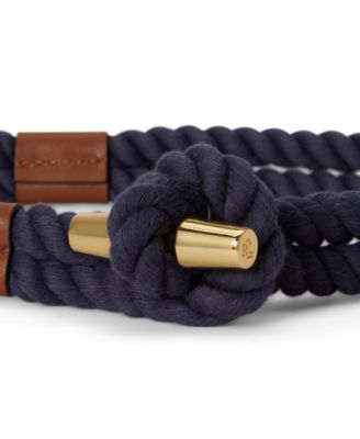 Women's Leather Trim Rope Toggle Skinny Belt