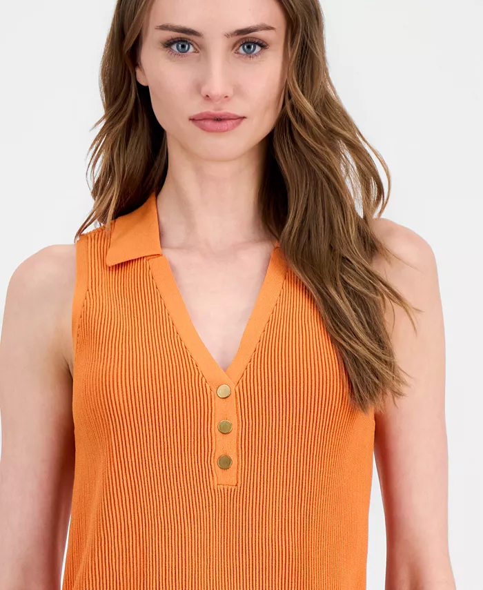 Women's Sleeveless Polo Sweater - thumbnail 10