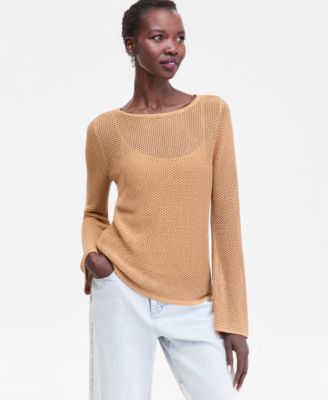 Women's Long Sleeve Open-Knit Sweater, Macy's Exclusive