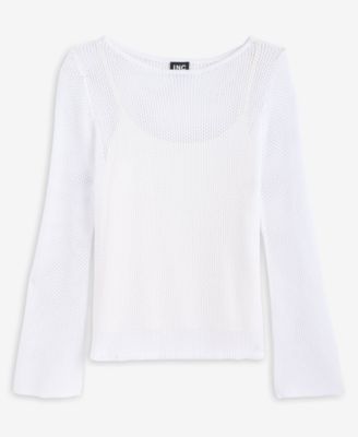 Women's Long Sleeve Open-Knit Overlay Sweater, Macy's Exclusive